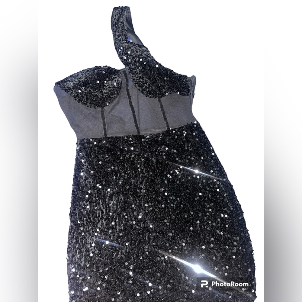 Black sequin occasion dress